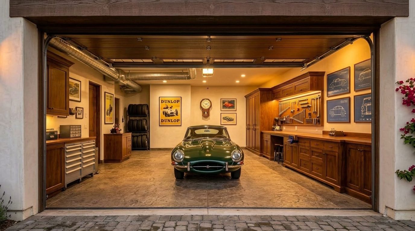 Thomson Garage Door Repairs Interior View of Custom Garage Door Overhead and Workshop